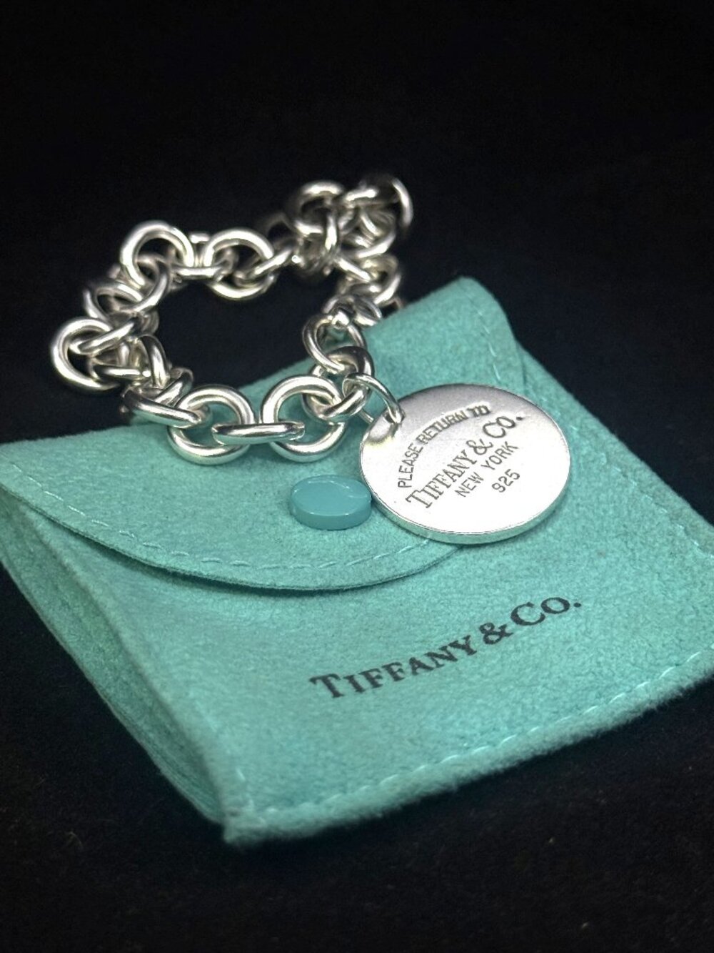 Tiffany & Co. Return to Tiffany Sterling Silver 7" Round Tag Charm Bracelet ONLY